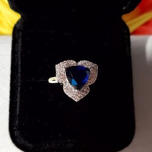 Deep Blue CZ Triangle Ring